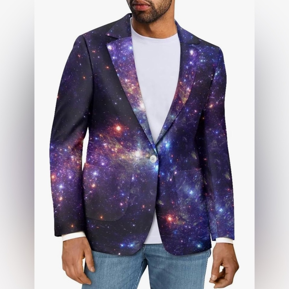 Galaxy Print Men's Blazer Size Medium